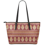 Indian Hamsa Hand Print Leather Tote Bag