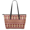 Indian Hamsa Hand Print Leather Tote Bag