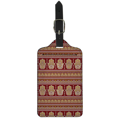 Indian Hamsa Hand Print Luggage Tag