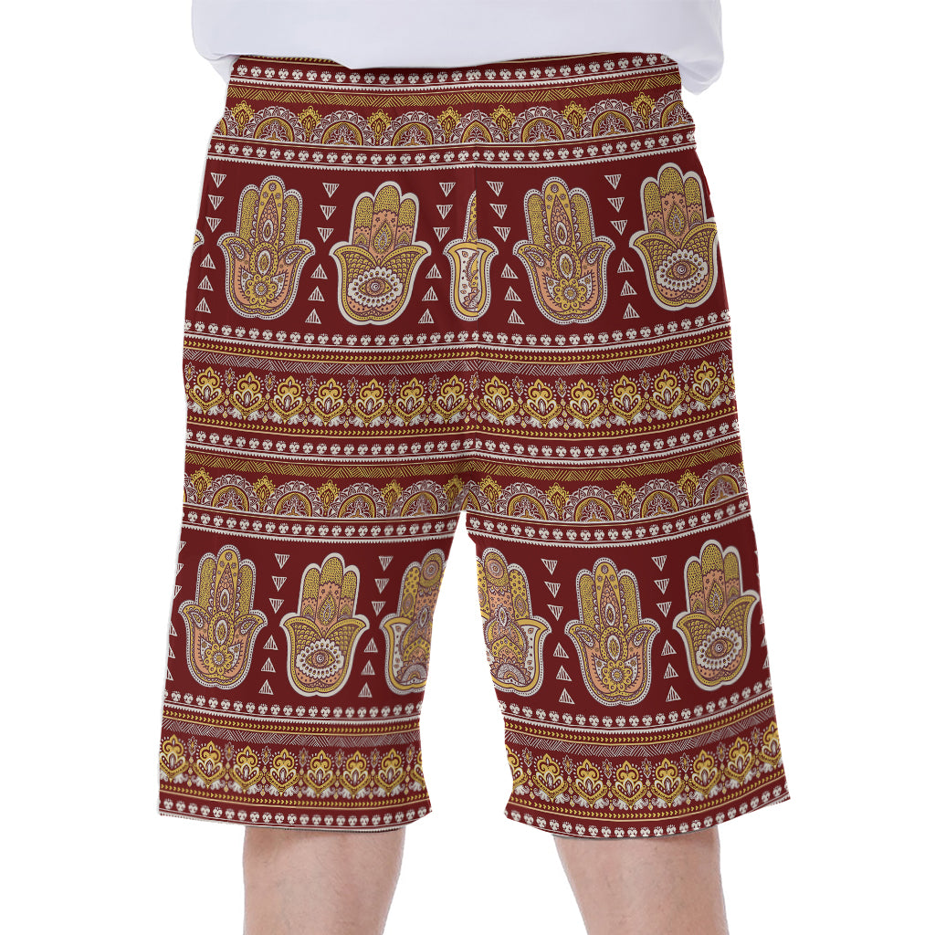 Indian Hamsa Hand Print Men's Beach Shorts