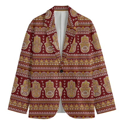 Indian Hamsa Hand Print Men's Blazer