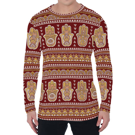 Indian Hamsa Hand Print Men's Long Sleeve T-Shirt