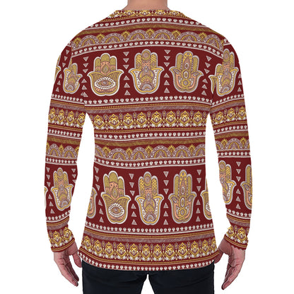 Indian Hamsa Hand Print Men's Long Sleeve T-Shirt