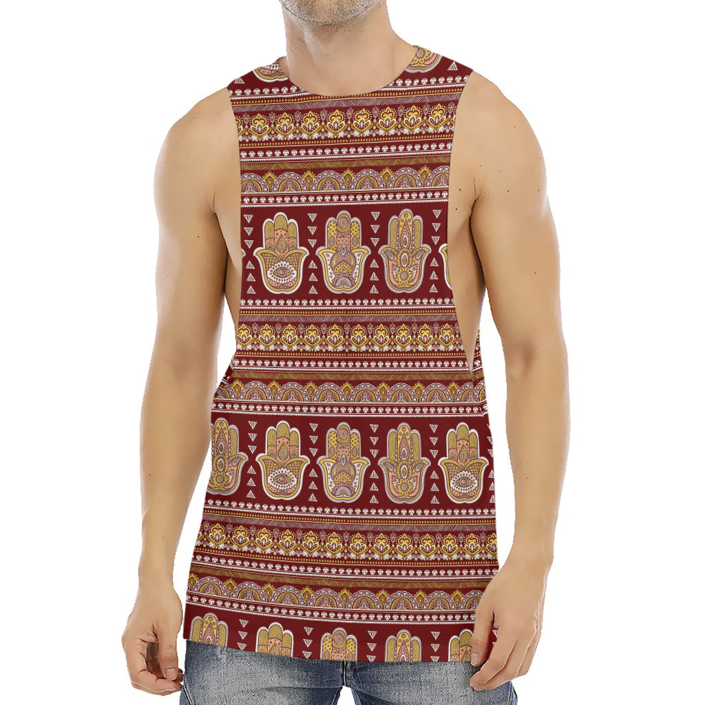 Indian Hamsa Hand Print Men's Muscle Tank Top