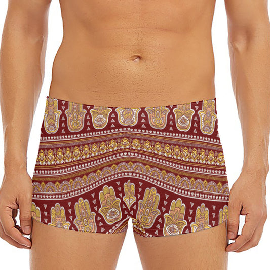 Indian Hamsa Hand Print Men's Short Boxer Briefs