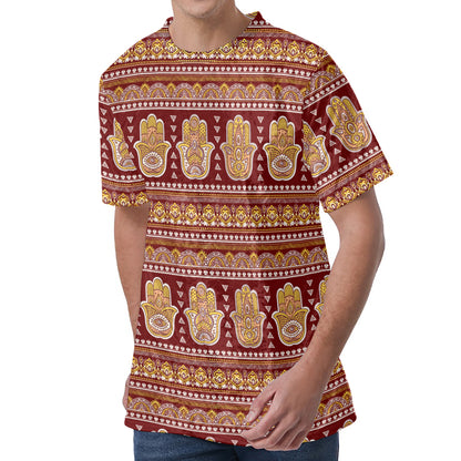 Indian Hamsa Hand Print Men's Velvet T-Shirt