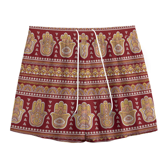 Indian Hamsa Hand Print Mesh Shorts