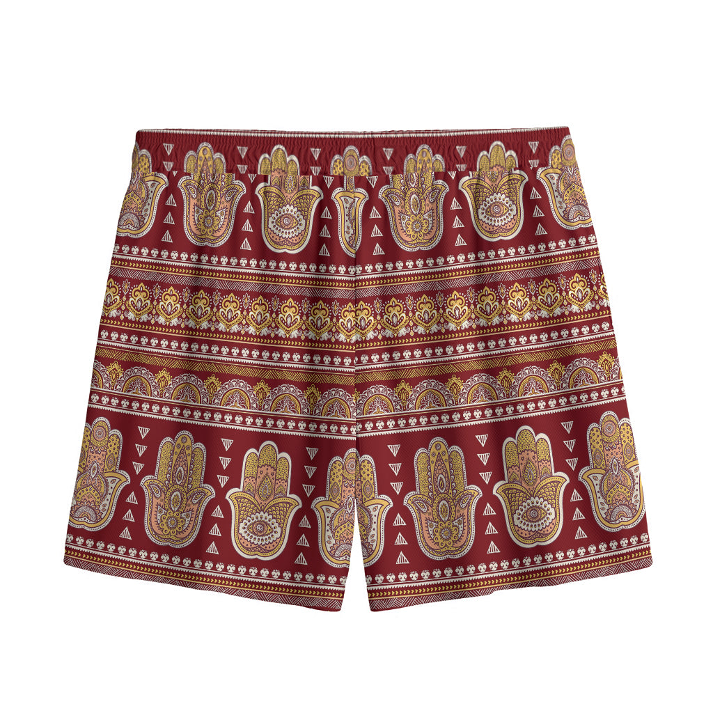 Indian Hamsa Hand Print Mesh Shorts