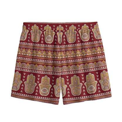 Indian Hamsa Hand Print Mesh Shorts