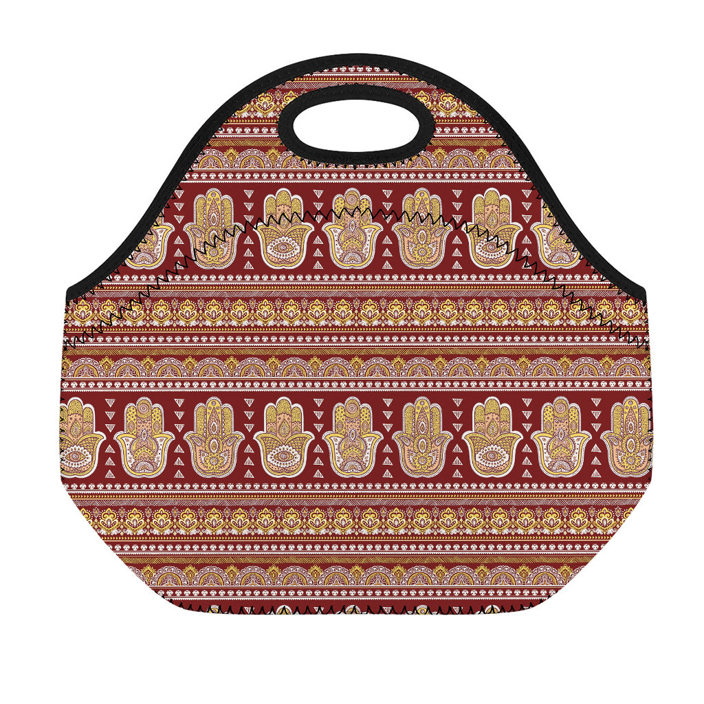 Indian Hamsa Hand Print Neoprene Lunch Bag