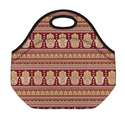 Indian Hamsa Hand Print Neoprene Lunch Bag