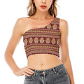 Indian Hamsa Hand Print One Shoulder Crop Top