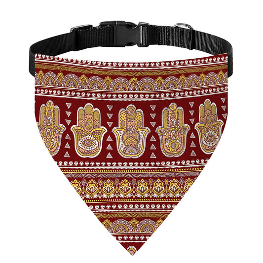 Indian Hamsa Hand Print Over The Collar Dog Bandana