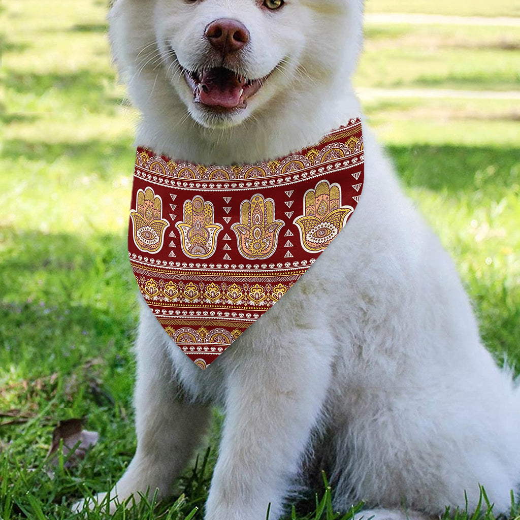 Indian Hamsa Hand Print Over The Collar Dog Bandana