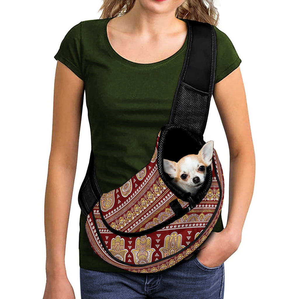 Indian Hamsa Hand Print Pet Sling Carrier