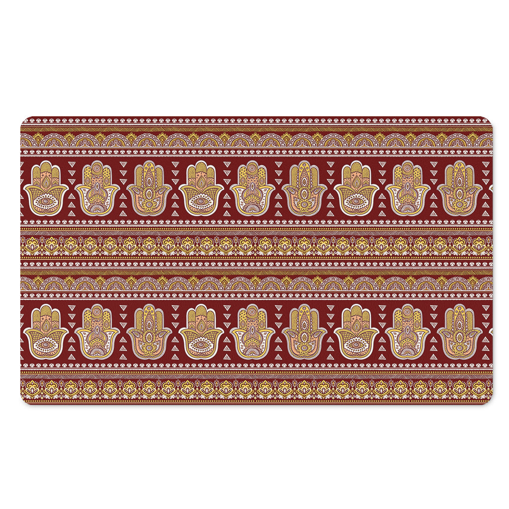 Indian Hamsa Hand Print Polyester Doormat
