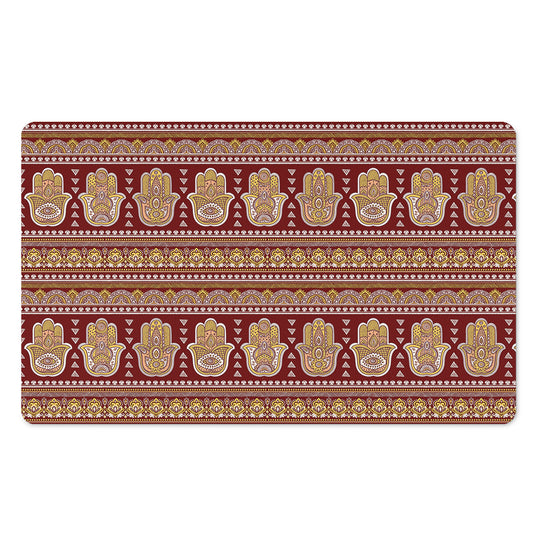 Indian Hamsa Hand Print Polyester Doormat