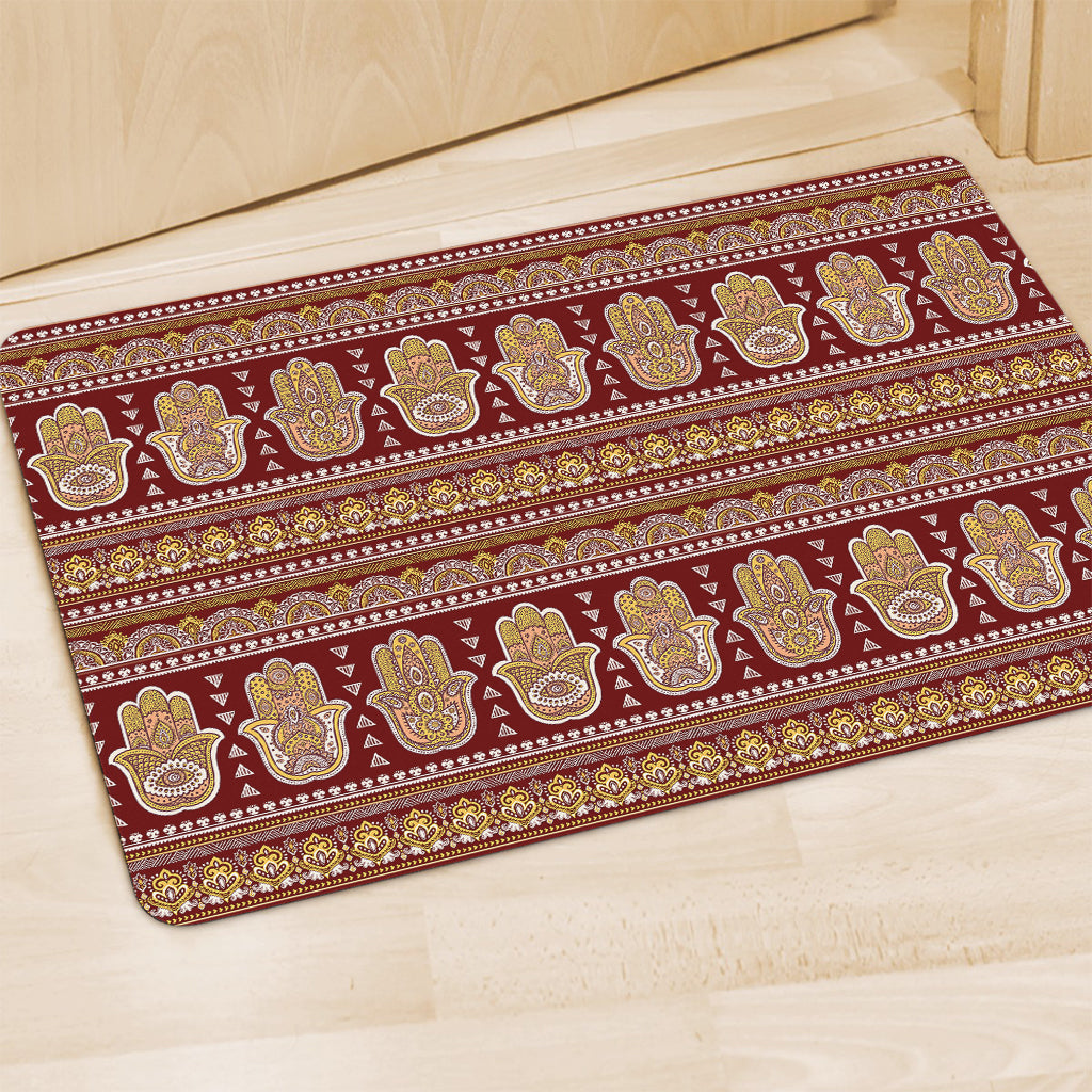 Indian Hamsa Hand Print Polyester Doormat