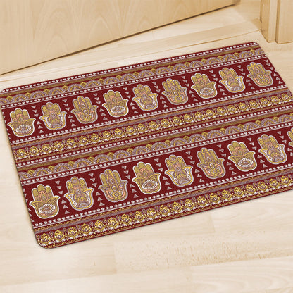 Indian Hamsa Hand Print Polyester Doormat