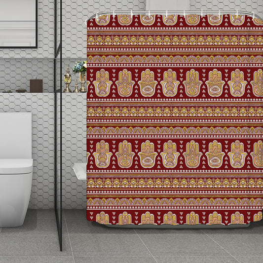 Indian Hamsa Hand Print Polyester Shower Curtain
