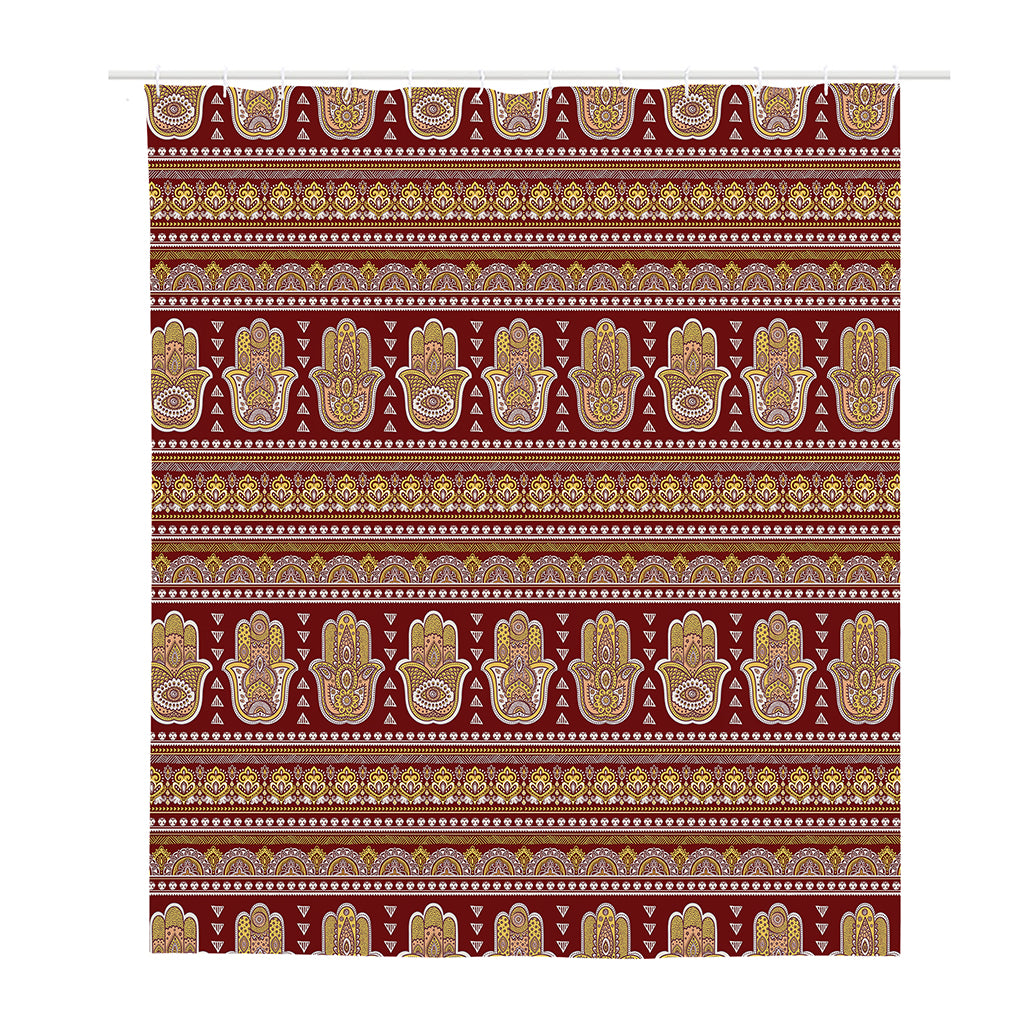Indian Hamsa Hand Print Polyester Shower Curtain