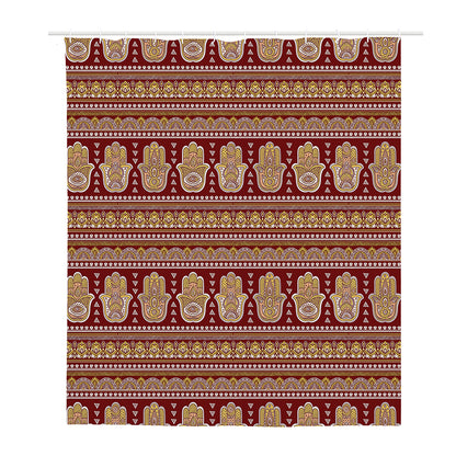 Indian Hamsa Hand Print Polyester Shower Curtain