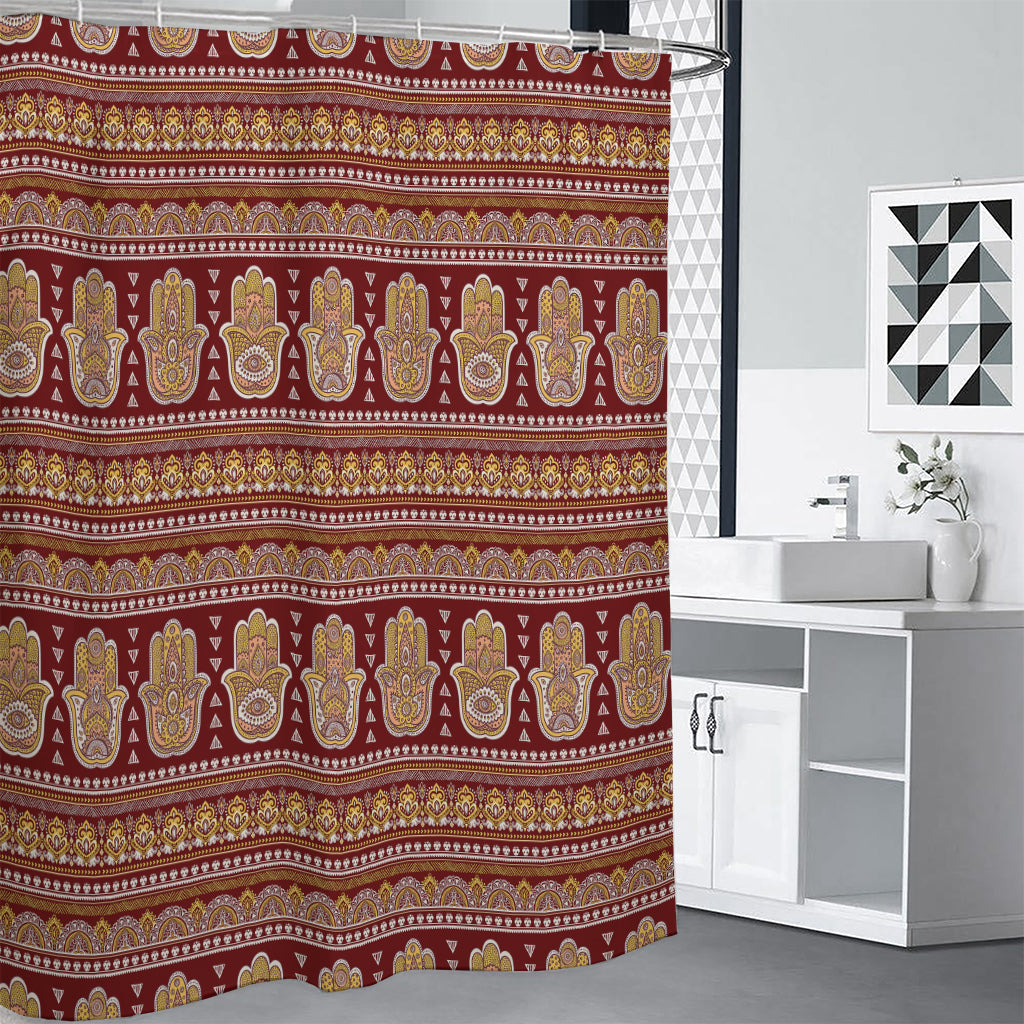 Indian Hamsa Hand Print Premium Shower Curtain