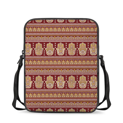 Indian Hamsa Hand Print Rectangular Crossbody Bag