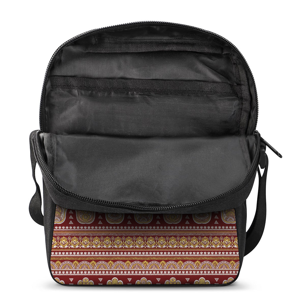 Indian Hamsa Hand Print Rectangular Crossbody Bag