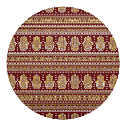 Indian Hamsa Hand Print Round Blanket