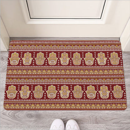 Indian Hamsa Hand Print Rubber Doormat
