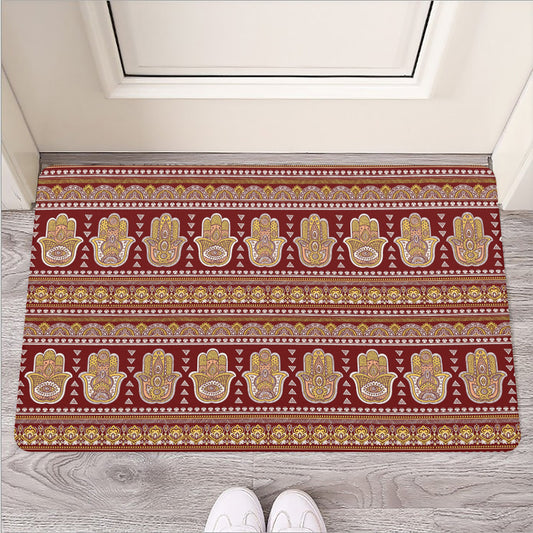 Indian Hamsa Hand Print Rubber Doormat