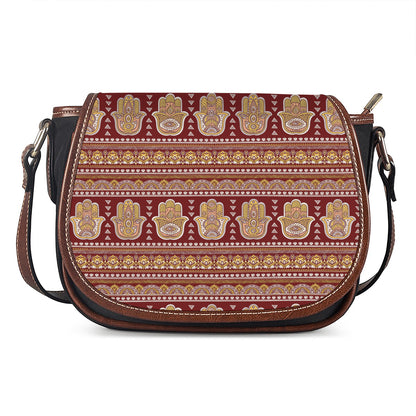 Indian Hamsa Hand Print Saddle Bag