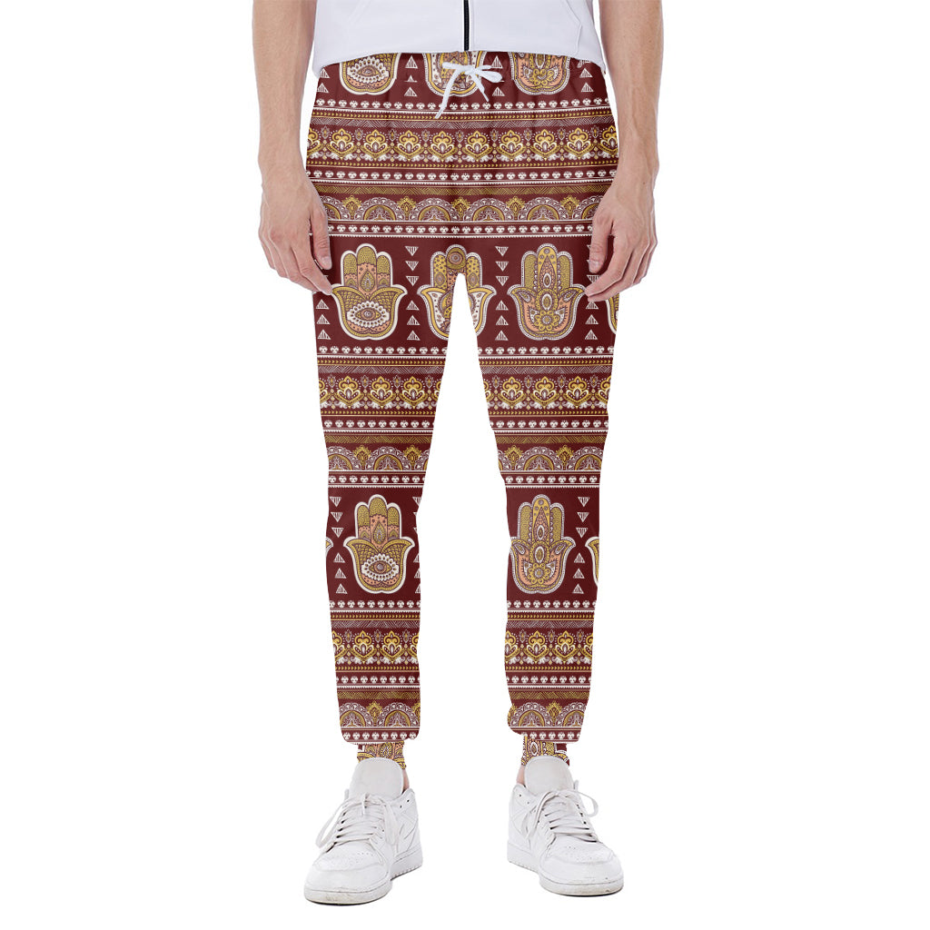 Indian Hamsa Hand Print Scuba Joggers
