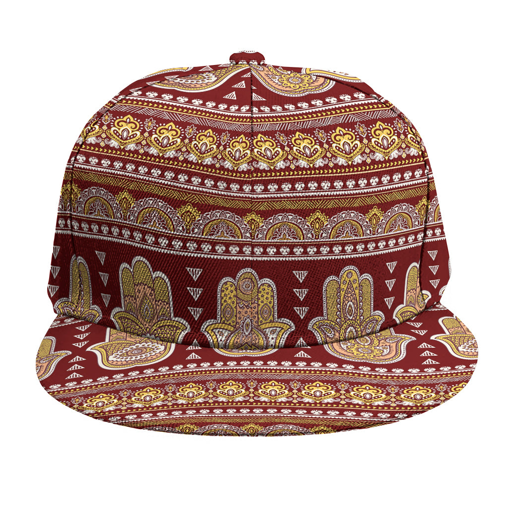 Indian Hamsa Hand Print Snapback Cap