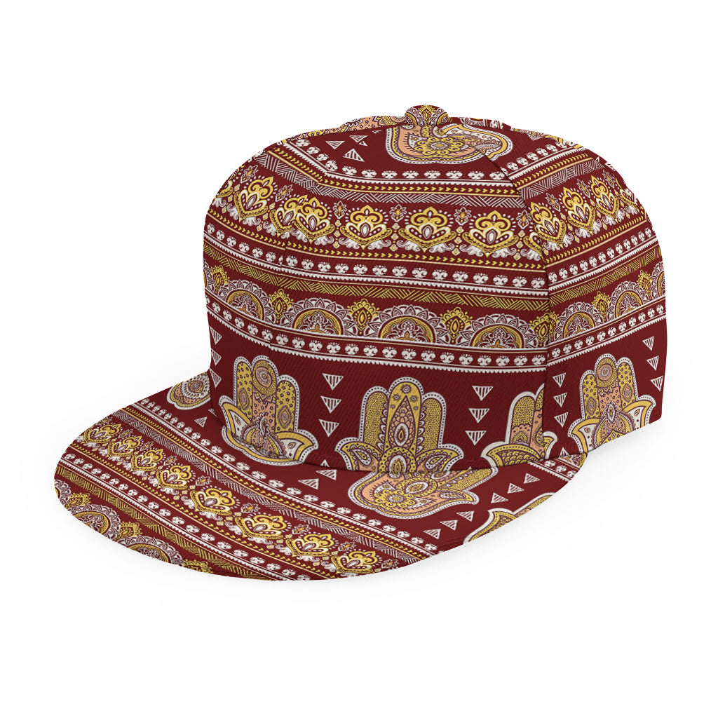 Indian Hamsa Hand Print Snapback Cap