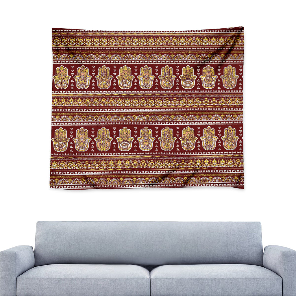 Indian Hamsa Hand Print Tapestry