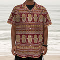 Indian Hamsa Hand Print Textured Short Sleeve Shirt