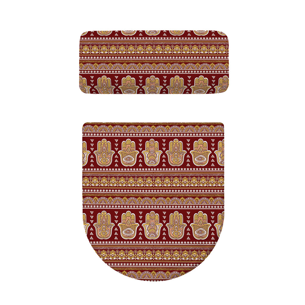 Indian Hamsa Hand Print Toilet Lid And Tank Cover Set