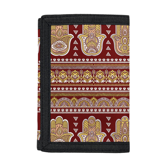 Indian Hamsa Hand Print Trifold Wallet