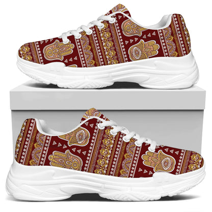 Indian Hamsa Hand Print White Chunky Shoes