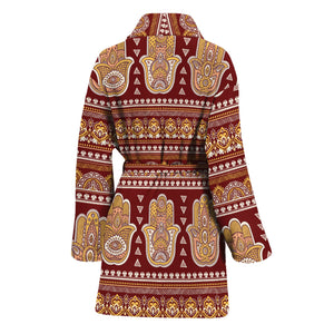 Indian Hamsa Hand Print Women's Bathrobe