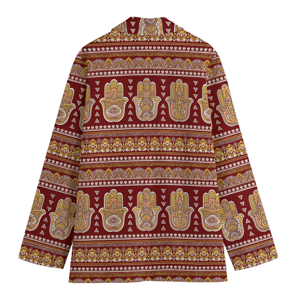 Indian Hamsa Hand Print Women's Blazer