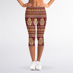 Indian Hamsa Hand Print Women's Capri Leggings