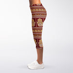 Indian Hamsa Hand Print Women's Capri Leggings
