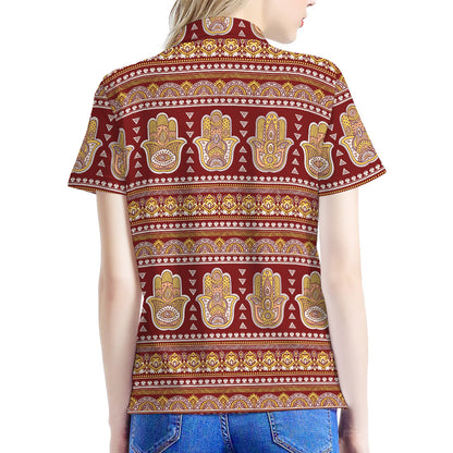 Indian Hamsa Hand Print Women's Polo Shirt