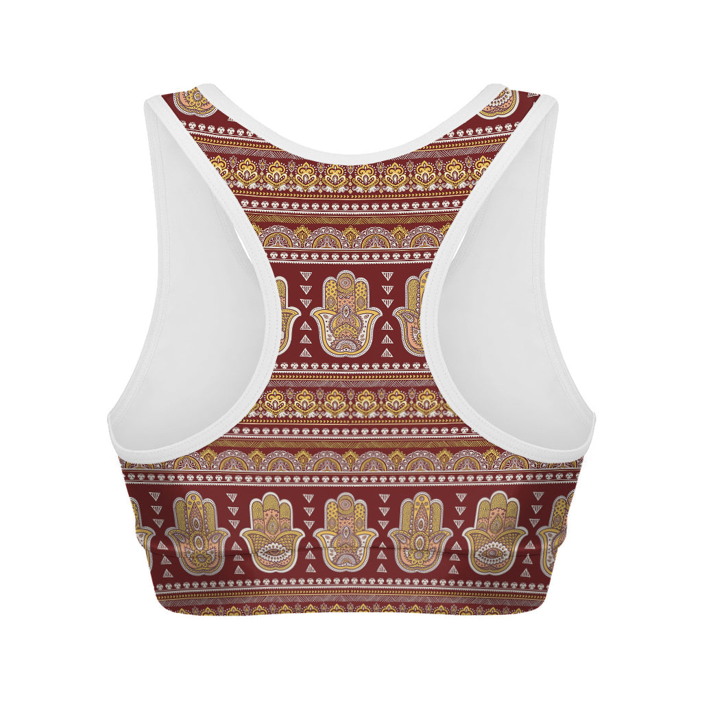 Indian Hamsa Hand Print Women's Sports Bra