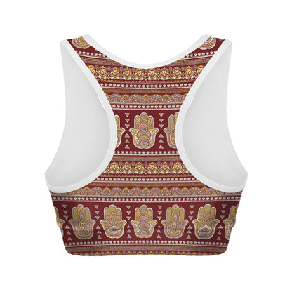 Indian Hamsa Hand Print Women's Sports Bra