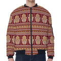 Indian Hamsa Hand Print Zip Sleeve Bomber Jacket