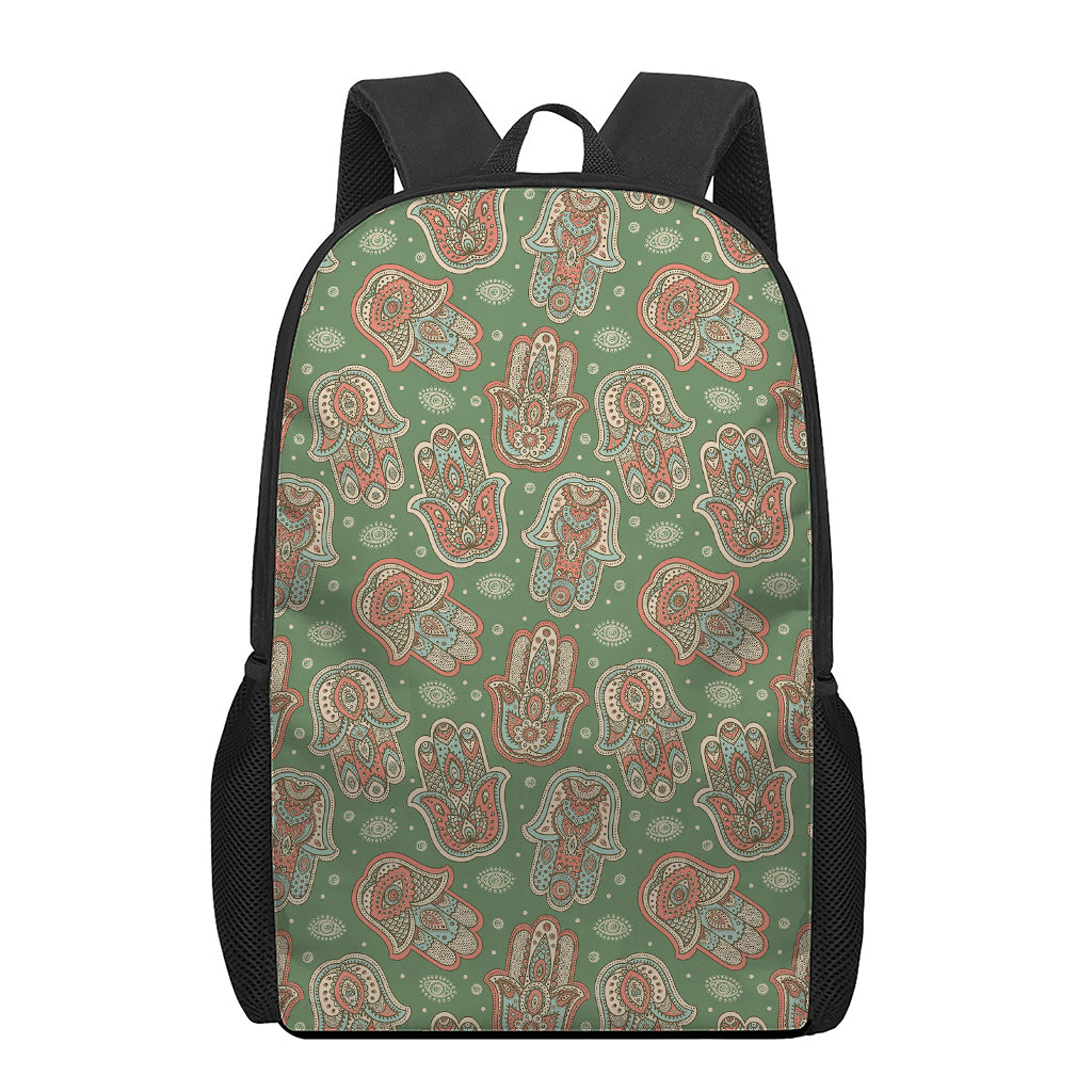 Indian Hamsa Pattern Print 17 Inch Backpack
